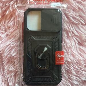 Protective Black Phone Case with Ring Holder